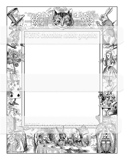 Alice in Wonderland Clip Art Border Printable Digital Download - Etsy