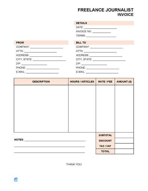 Freelance Journalist Invoice Template | Invoice Maker