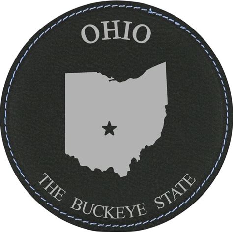 Ohio State Outline With Motto 4 Round Leather 6-coaster - Etsy