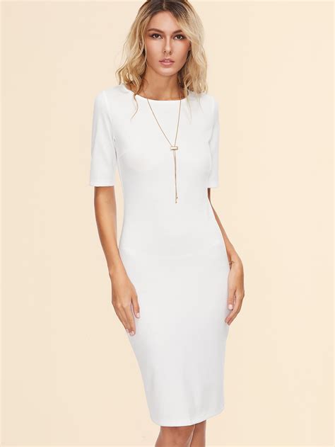 Vestido de tubo con abertura en espalda - blanco -Spanish SheIn(Sheinside)