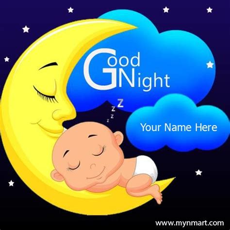 Good Night Sweet Dreams Cute Baby Sleeping on moon