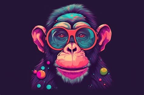 Premium Photo | Portrait of a funny monkey with rainbow glasses