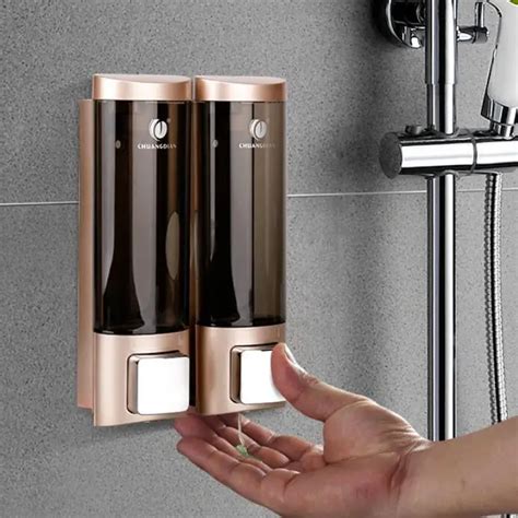 New gold finished Large Capacity double Head Liquid Soap Dispensers Shower /Shampoo / Lotion ...