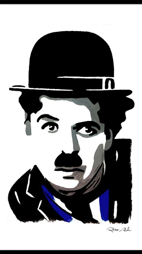 Charlie Chaplin, Acrylic on canvas hand-painted pop-art black & white with touches of various ...
