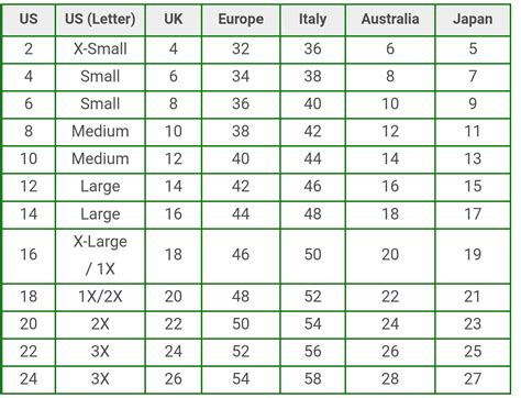 Clothing Size Conversion Chart Us Germany | #She Likes Fashion