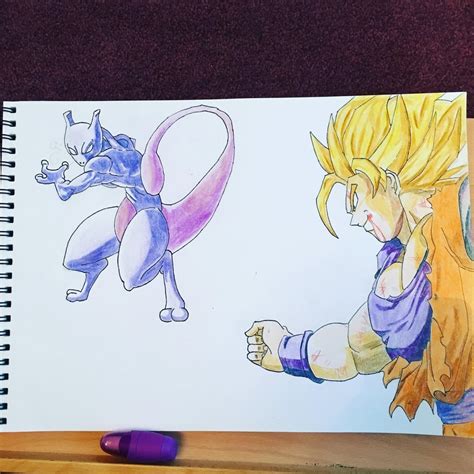 Fanart. Goku vs Mewtwo. Not finished yet but like how it's turning out. Specially pleased with ...