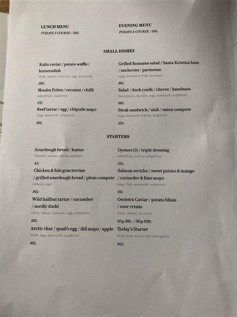 Menu at Grand Hotel Oslo restaurant, Oslo