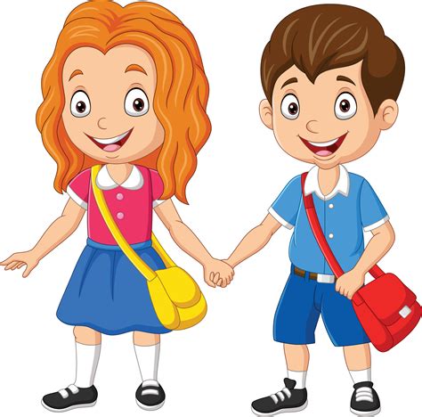 Cartoon school boy and girl with backpacks 7098245 Vector Art at Vecteezy