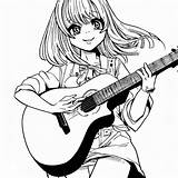 Anime Girl Is Playing Guitar coloring Page  Download Print Or Color sketch template