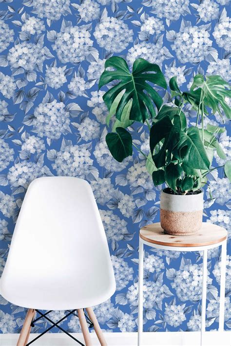 Blue hydrangeas Wallpaper - Peel and Stick or Non-Pasted