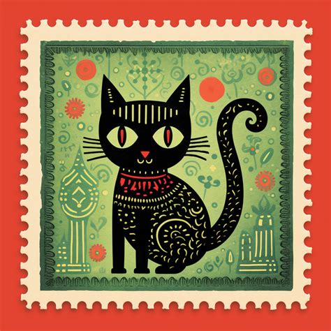 Cat Christmas Stamp Art Free Stock Photo - Public Domain Pictures