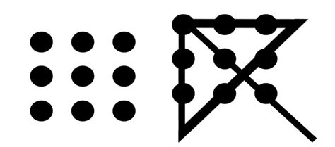 The nine-dot puzzle. The task consists of connecting all 9 dots with... | Download Scientific ...