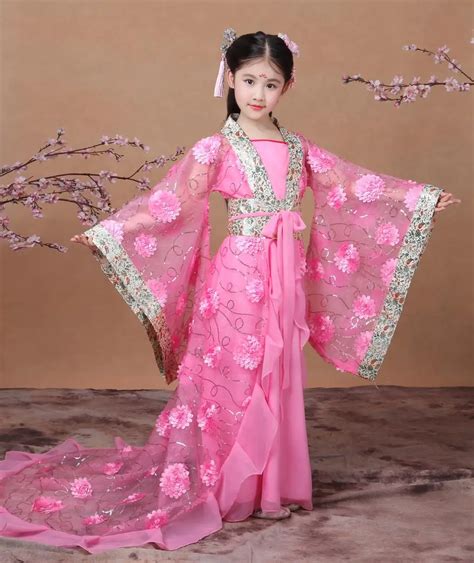 2019 new pink chinese ancient traditional girls hanfu clothing cosplay party dresses tang ...