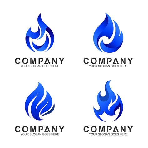 Premium Vector | Set of blue fire logo template