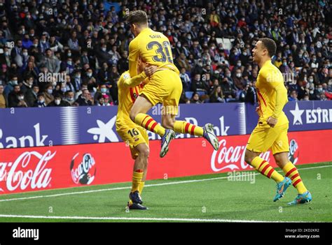 Pedri goal celebration during the match between RCD Espanyol and FC ...