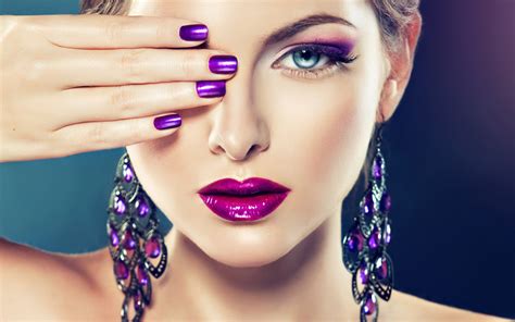 Download Lipstick Portrait Makeup Earrings Model Woman Face HD Wallpaper