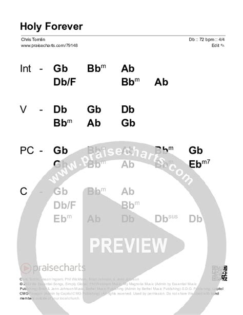 Holy Forever Free Chords PDF (Chris Tomlin) - PraiseCharts