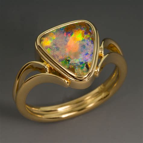 Ring, Boulder Opal, 18KY