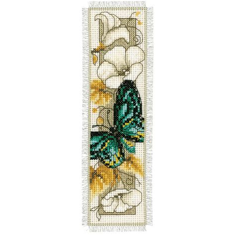 Vervaco Cross Stitch Bookmark Kit Butterfly Flower - Craftmar