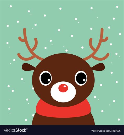 Cute cartoon christmas Deer on snowing background Vector Image