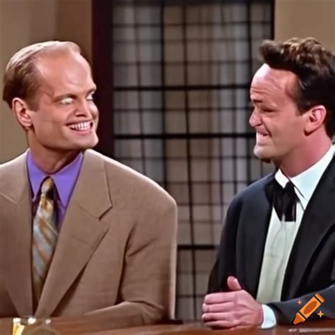 Frasier crane and chandler bing laughing together on Craiyon