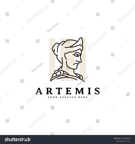 Goddess Greek Artemis Logo Design Line Stock Vector (Royalty Free ...