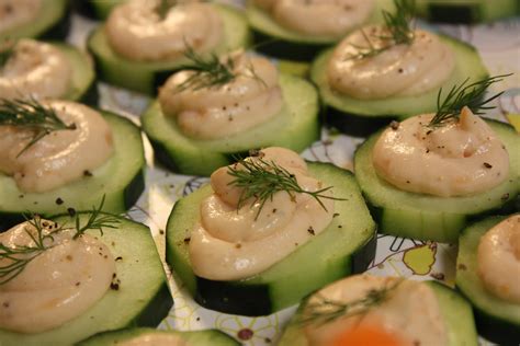 smoked salmon mousse over cucumber topped with dill! Made this for my ...