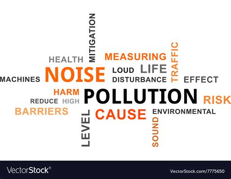 Word cloud noise pollution Royalty Free Vector Image