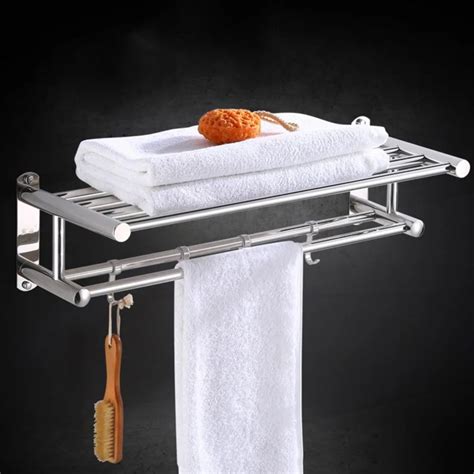 Bathroom Towel Holder Bathroom Organizer Stainless Steel Wall mounted Towel Rack Home Hotel Wall ...