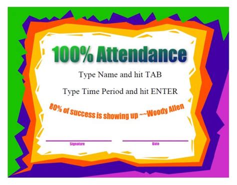 40 Printable Perfect Attendance Award Templates & Ideas