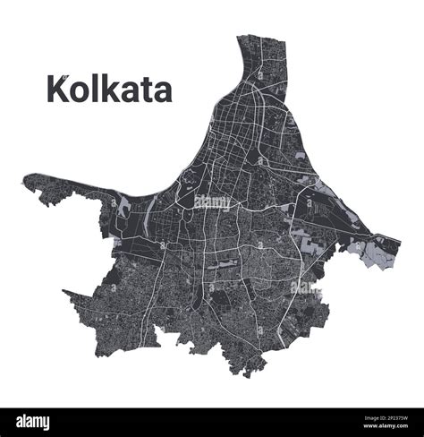 Kolkata map. Detailed vector map of Kolkata city administrative area ...