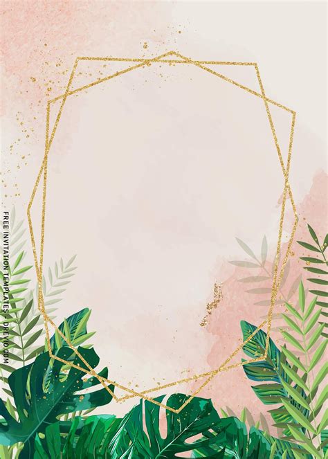 8+ Greenery Gold Monstera Leaves Birthday Invitation Templates | Download Hundreds FREE ...