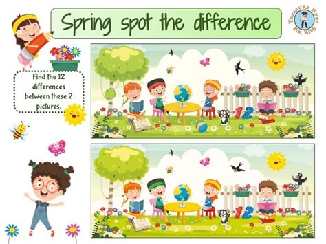 Spring spot the difference - Printable game - Treasure hunt 4 Kids