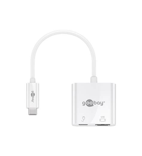 Goobay USB-C™ to HDMI™ Adapter with 60 W Power Delivery, white, Hanging Box - adds an HDMI ...