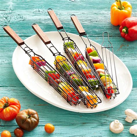 Kabob Grilling Baskets - Set of 4 | Cool kitchen gadgets, Cooking gadgets, Kabobs