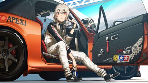 Download Car Anime Girl Anime Girl Anime Car 4k Ultra HD Wallpaper by FXX