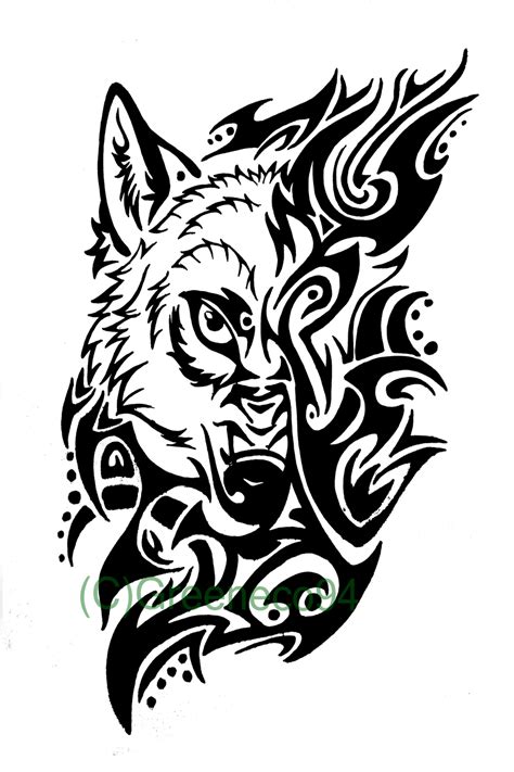 A Wolf tribal tattoo by GreenEco94 on DeviantArt