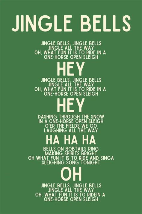 Jingle Bells Christmas Lyrics In G - Canvas Art Print | Design Harvest