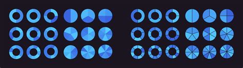 Collection of pie charts divided into parts or sectors 1225226 Vector Art at Vecteezy