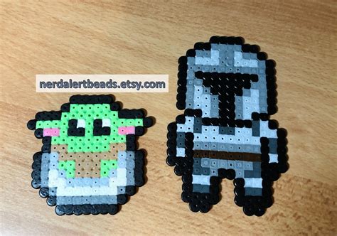 The Mandalorian Fuse Bead Magnets the Mandalorian / Mando / Din Djarin & Baby Yoda / Grogu From ...