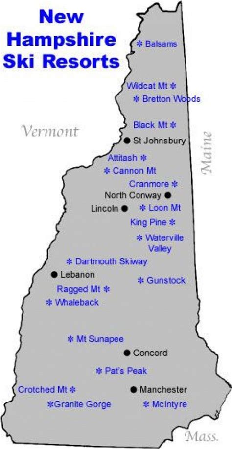 New Hampshire Ski Map #rabbithouses | New hampshire, Hampshire, Family ...