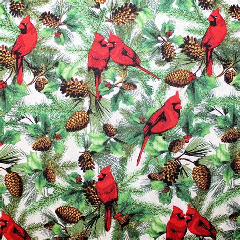 Christmas Print Fabric Allover Fabric Fabric With Cardinals - Etsy