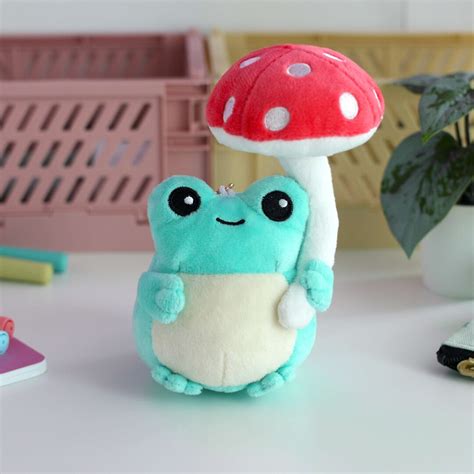 Mushroom Frog Plush Keychain. Cute Plushie Charm for Purse, Tote Bag or ...