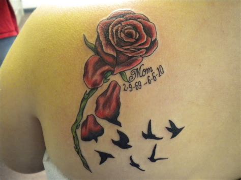 Memorial Rose Tattoo On Back Shoulder Girl Arm Tattoos, Girls With Sleeve Tattoos, Up Tattoos ...