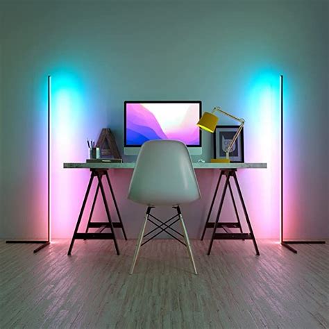 LED Floor Lamp - Tall RGB Floor Lamp Corner Light - Dimmable Corner ...