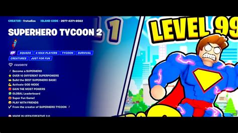 FORTNITE SUPERHERO TYCOON 2 🦸 GOD MODE 500M+ POWER - FULL WALKTHROUGH - MAP CODE: 2977-4371-8562 ...