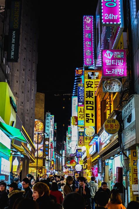 seoul // myeongdang street food and night market Night Aesthetic, City ...