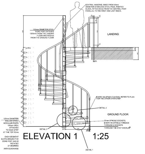 Spiral Staircase Detail Drawings | Staircase drawing, Spiral staircase ...