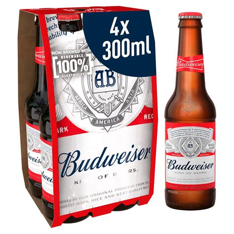 Budweiser Lager Beer Bottles 4 x 300ml | Beer | Iceland Foods