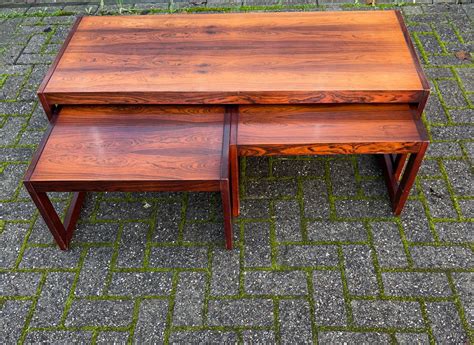 Large Danish Mid-Century Modern Wooden Coffee Nest of table Set / End ...